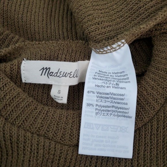 Madewell Boucle Knit Tank Top Size S Ribbed Stretch Crew Neck Pullover Green - Picture 5 of 6